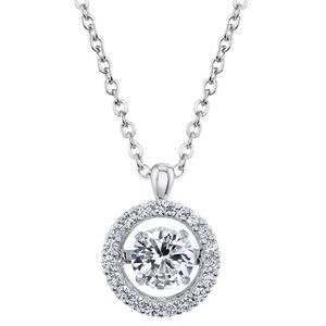 NEW- 925 Sterling Silver Dancing Lab Created White Sapphire Pendant and …